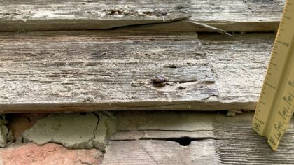 Close-up photo of the clapboards