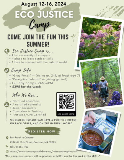 Poster for the camp, with photos of camp activities.
